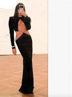 Black Cut Out Long Sleeve Dress Y2K Party Dress