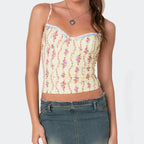 Backless Criss Cross TieUp Floral Cami Top