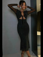 Sequin Sparkle Sexy Backless Midi Dress