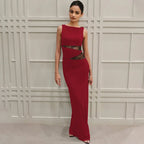 Sheer Lace O Neck Bodycon Long Tank Dress