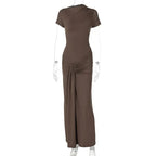 Short Sleeve Maxi Dress Curvy Silhouette & Flattering Tie - Up