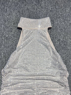 Halter Neck Backless Crystal Folds Long Dress