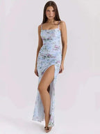 Pleated Mesh Bodycon Spaghetti Summer Dress
