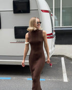 Women's Sleeveless Turtleneck Maxi Dress