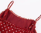 Elegant Red Chiffon Polka Dot Beach Dress for Women Summer Sexy Spaghetti Strap Holidays Dress Fashion Backless Party Outfits