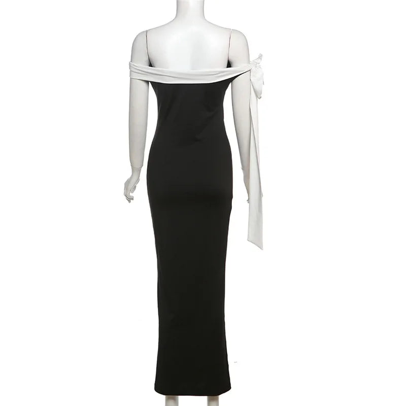 Diagonal Collar Backless Lace - Up Dress