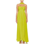 Strapless Pleated Maxi Dress