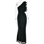 One Shoulder Ruffles Women Maxi Dress
