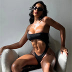 Cut-Out Black Sexy One Piece Swimwear