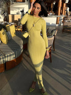 Ribbed Long Sleeve Maxi Dress