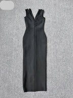 Sleeveless V Neck Bandage Long Dress