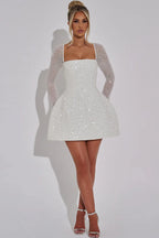 Women's Glitter Bandage Backless A - line Party Dress