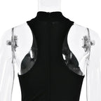 Satin Sleeveless High Neck Dress
