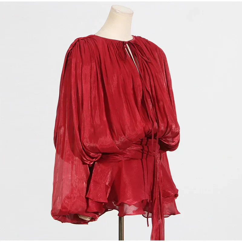 Elegant V - Neck Lace - Up Summer Style Mini Dress