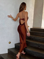 Irene Minimalist Strapless Satin Dress Boutique Collection