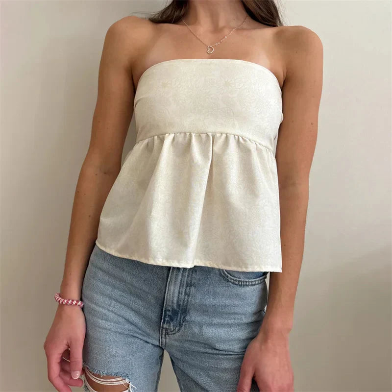 Floral Print OffShoulder Strapless