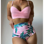 Pink Push Up Beachwear Two Piece Swim Sets