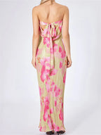 Strapless Tie-up Off Shoulder Floral Dress
