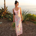 Lace Hollow Plunge Floral Dress