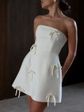 Bow Strapless Backless Bodycon Party Dress
