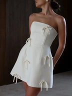 Bow Strapless Backless Bodycon Party Dress
