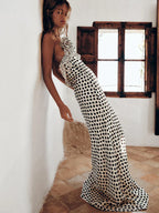 Dots Floral Print Slip Maxi Dress