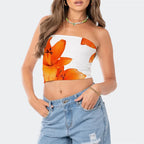 Floral Print OffShoulder Strapless