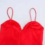 Spaghetti Strap Red Solid Dress