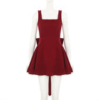 Red Bow Dress A Line Spaghetti Straps Backless