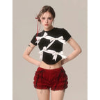 Bow Decoration Black Slim Tshirt