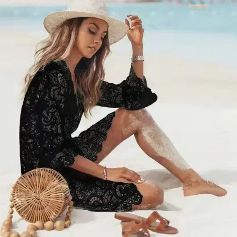 Phoebe Aesthetic Beach Dress with Lace Details Chic Silhouette Collection