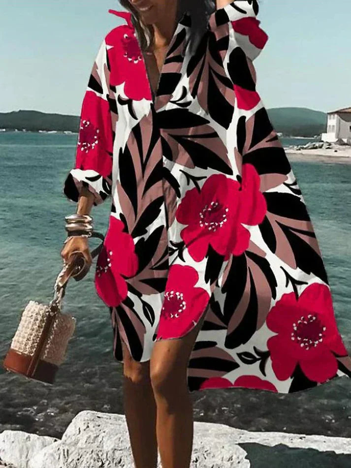 Tamar Aesthetic Wide, Colorful Dress with Summery Patterns Evening Wear Edit