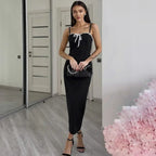Open Back Lace Patchwork Black Maxi Dress
