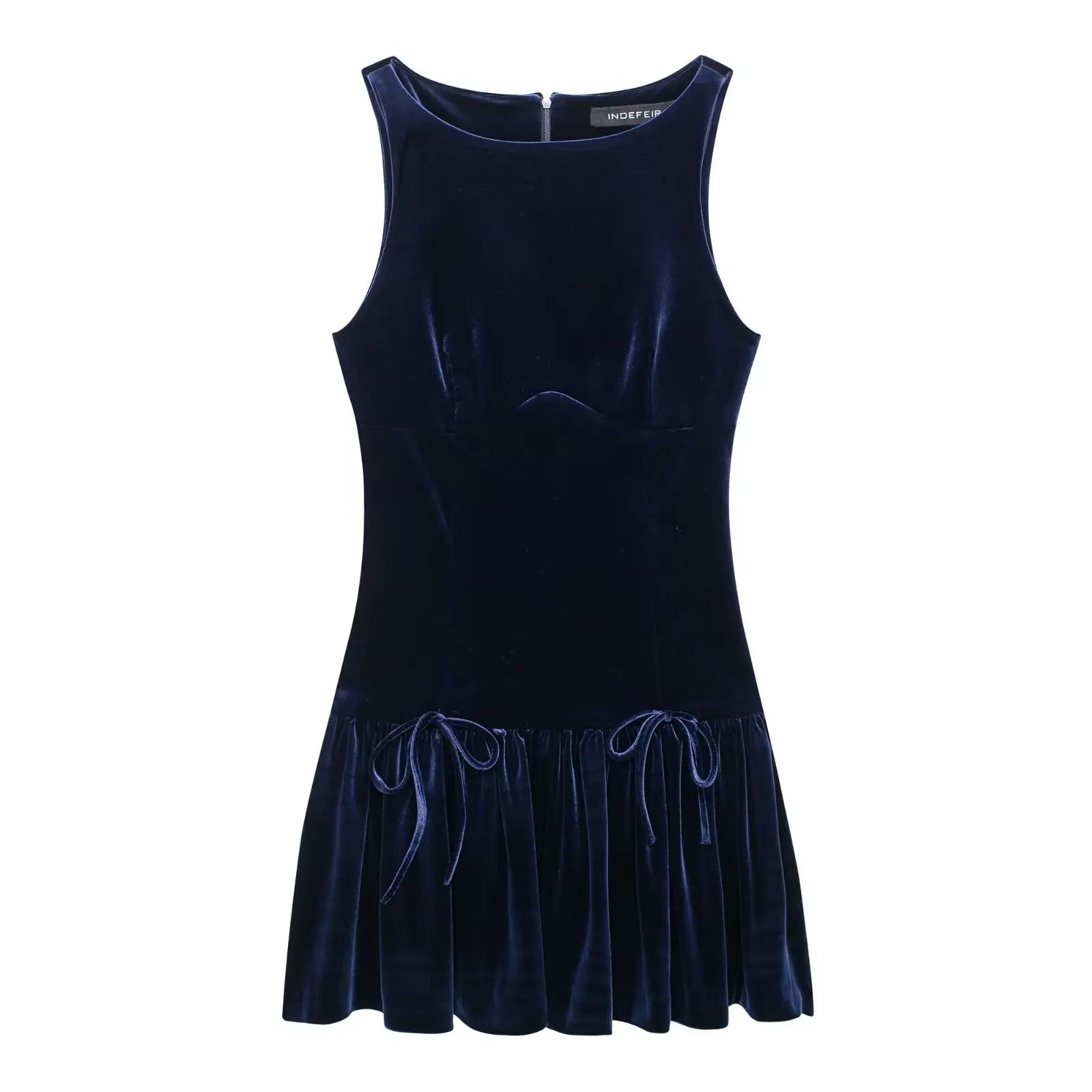 Bow Crew Neck Sleeveless Mini Dress