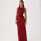 Sheer Lace O Neck Bodycon Long Tank Dress