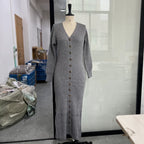 Elegant Modest Knitted Long Dress Loose Buttons Sweater Cardigans 2025 Fall Commuter Lady Fashionable Trendy Casual Woman Wear