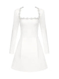 White Square Neck Diamond Mini Dress