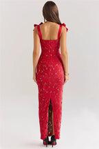 Bows Lace Bodycon Maxi Dress