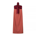 Ribbon Patchwork Strapless Maxi Dress
