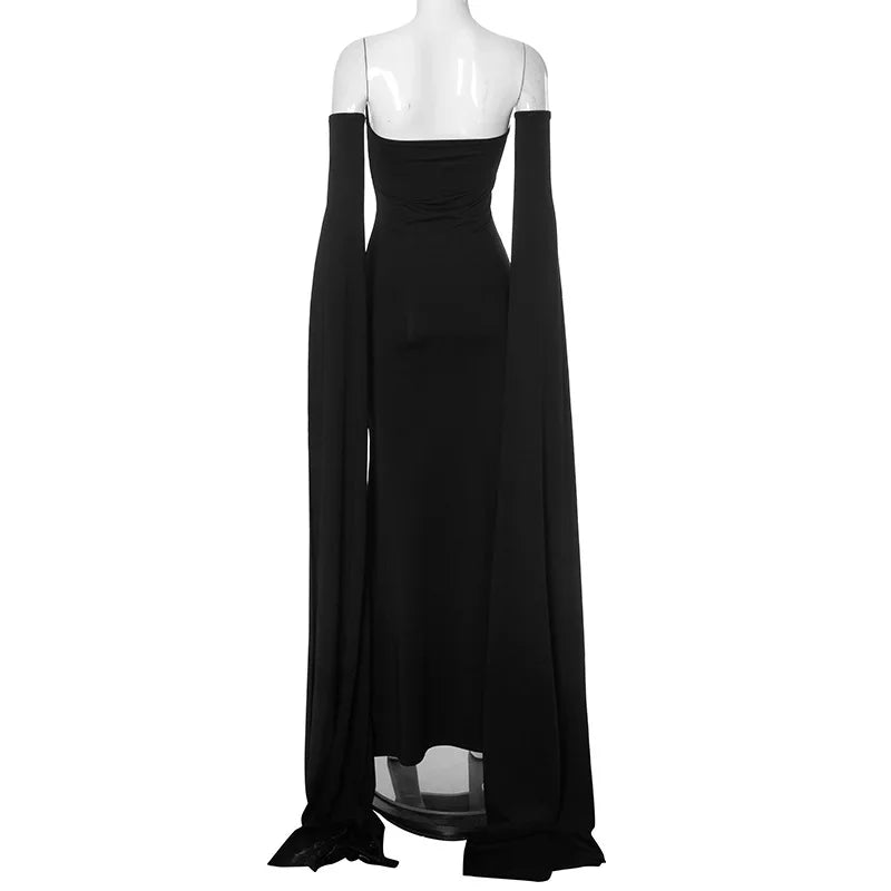 Strapless Extra - long Flare Sleeves Dress