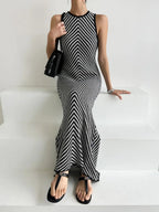 Striped Ribbed Midi Dress