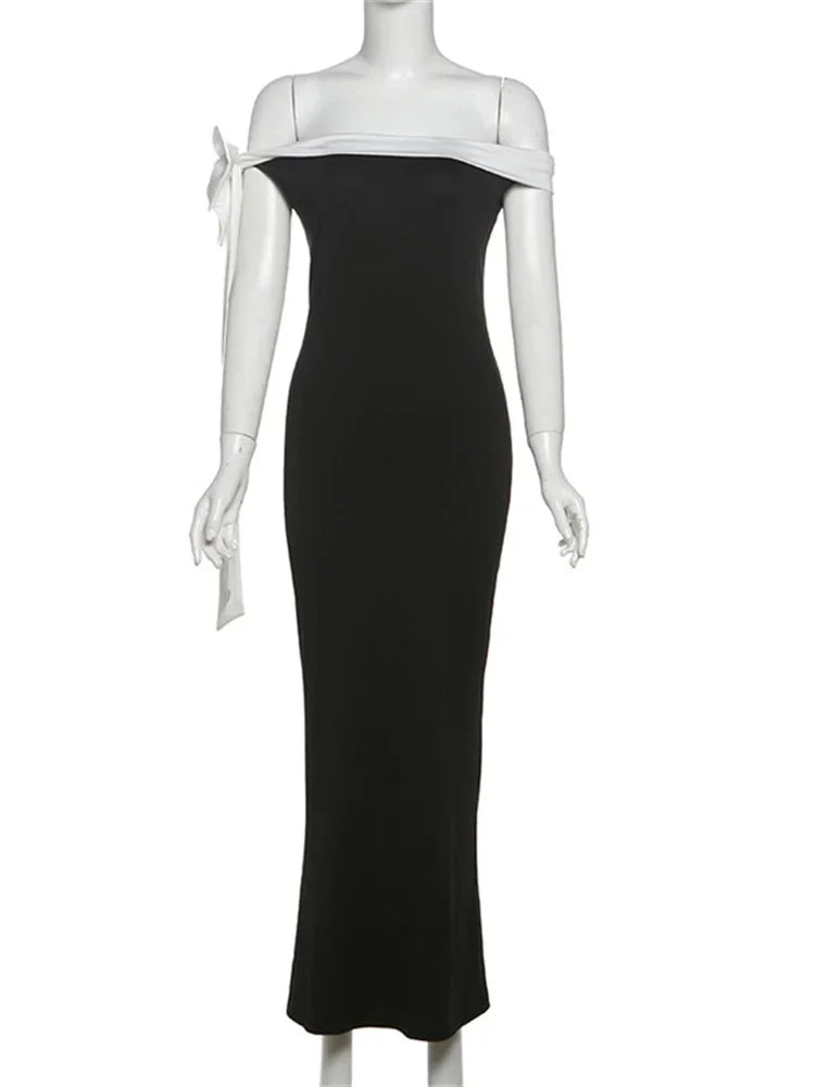 Diagonal Collar Backless Lace - Up Dress