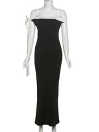 Diagonal Collar Backless Lace - Up Dress