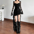 Flare Sleeve Square Neck ALine Lace Dress