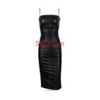 PU Open Back Lace Up Knee Length Dress