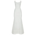 Boho Chic Women Floor Length Fishtail Dress White Lace Elegant Sexy Sleeveless Bodycon Maxi Dress Summer Clubwear