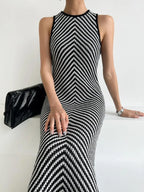Striped Ribbed Midi Dress