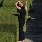 Halter Flower Backless Maxi Dress