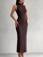 Women's Sleeveless Turtleneck Maxi Dress