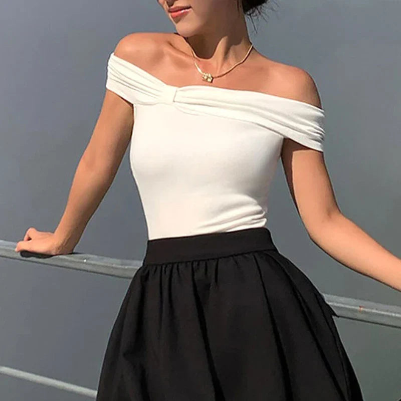 Folds Slim Fit Short Tee Strapless
